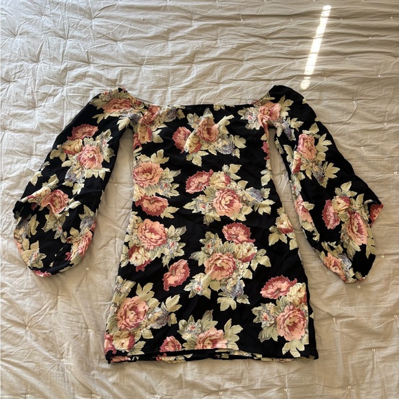 Reformation Casanova Floral Mini Dress Bell Sleeves - Picture 6 of 7